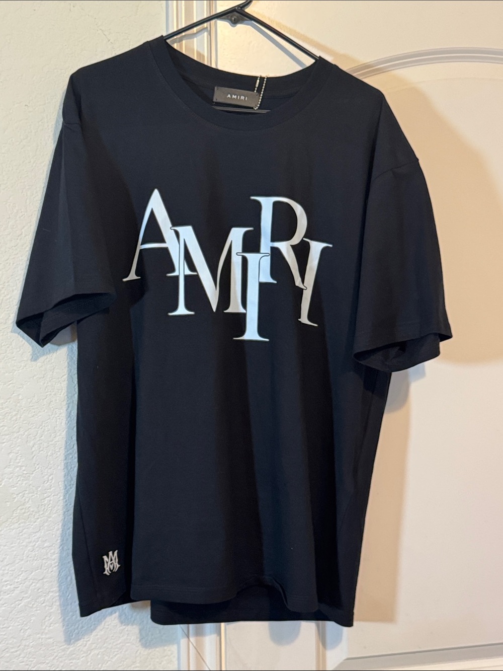 AMIRI Black Short-Sleeve Tee with White Logo